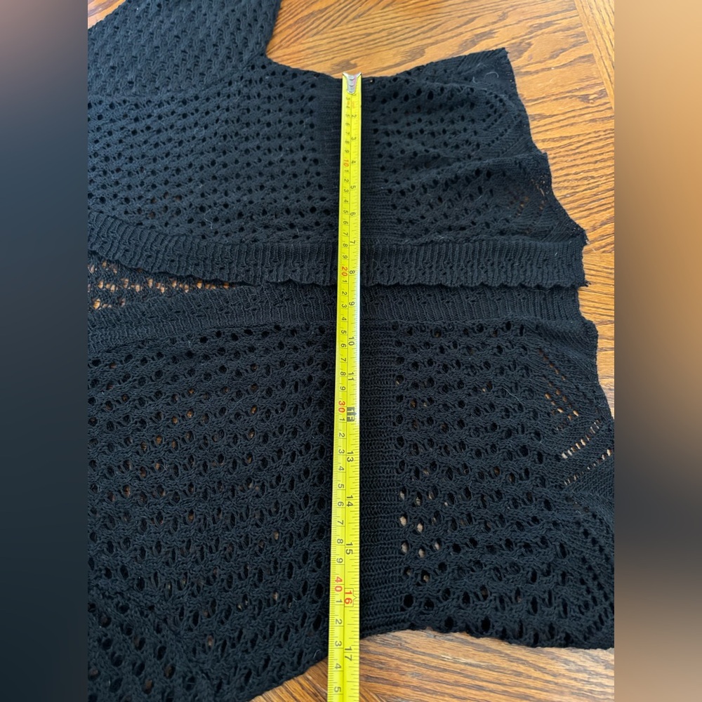 SWEET KIZZ Women’s SZ XL Black Crochet Knit Shrug/Sweater/Jacket w/Bell Sleeves - Picture 14 of 16